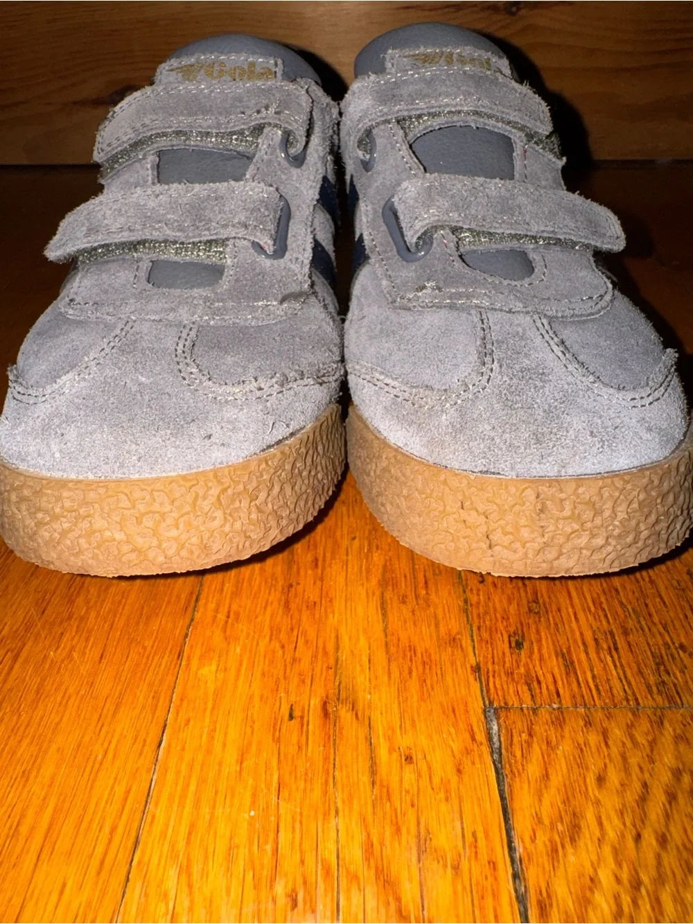 Gola Kids' Harrier Strap Sneakers Gray Suede Leather